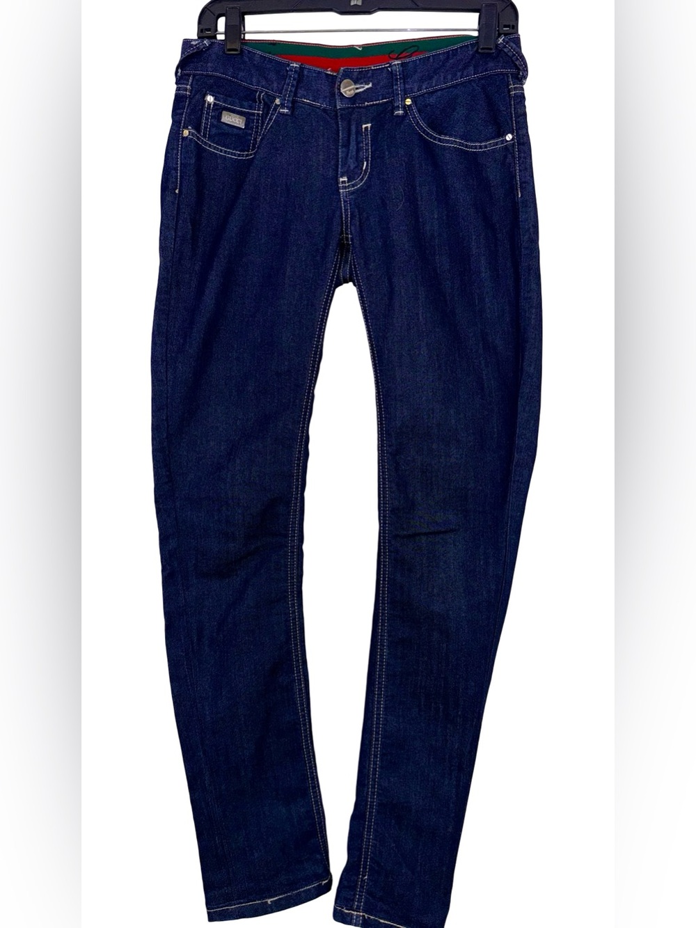GUCCI DARK WASH LOW RISE SKINNY DENIM JEANS